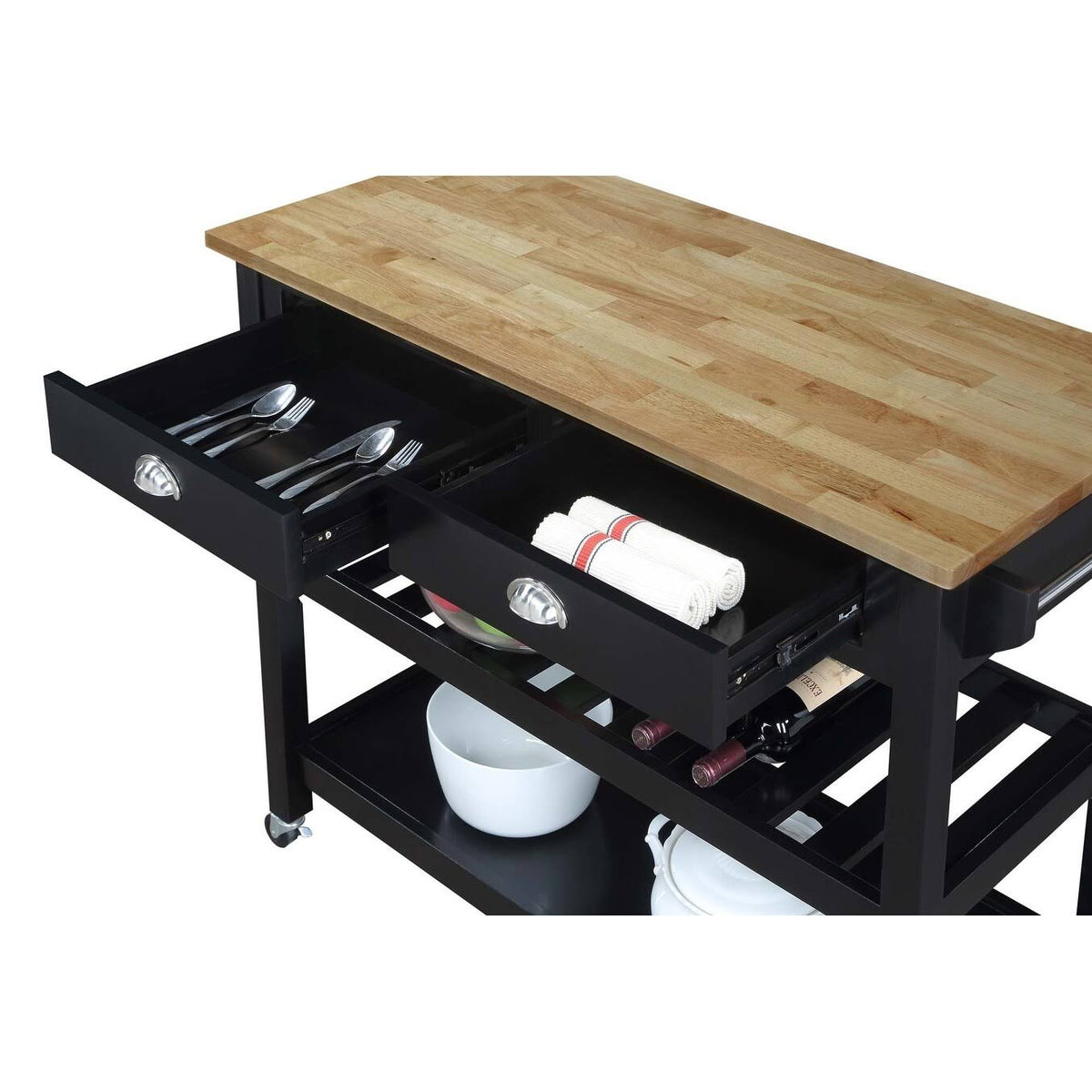 3 Tier Butcher Block Kitchen Cart with Drawers C261