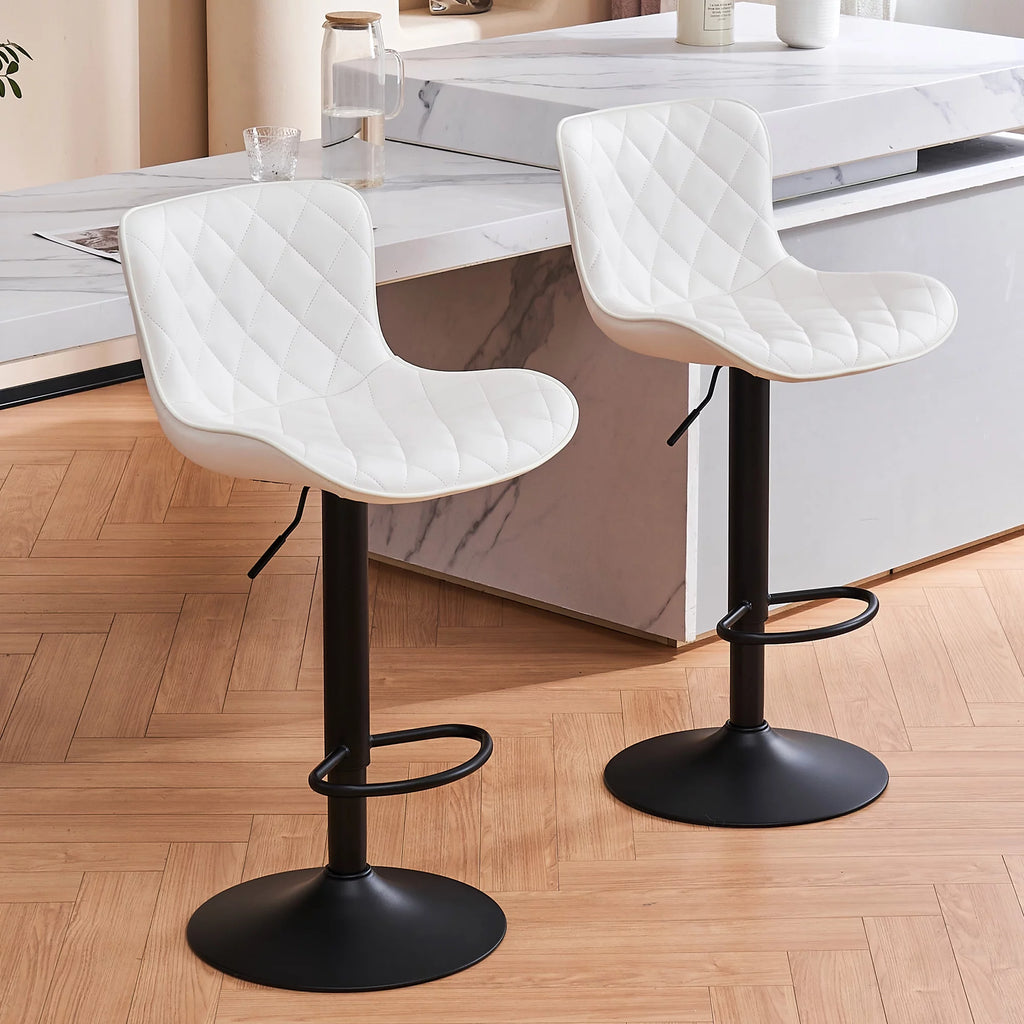 Adjustable White PU Leather Bar Stools Set of 2 H233