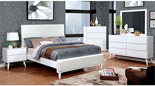 Faux Leather King Panel Bed in White X864