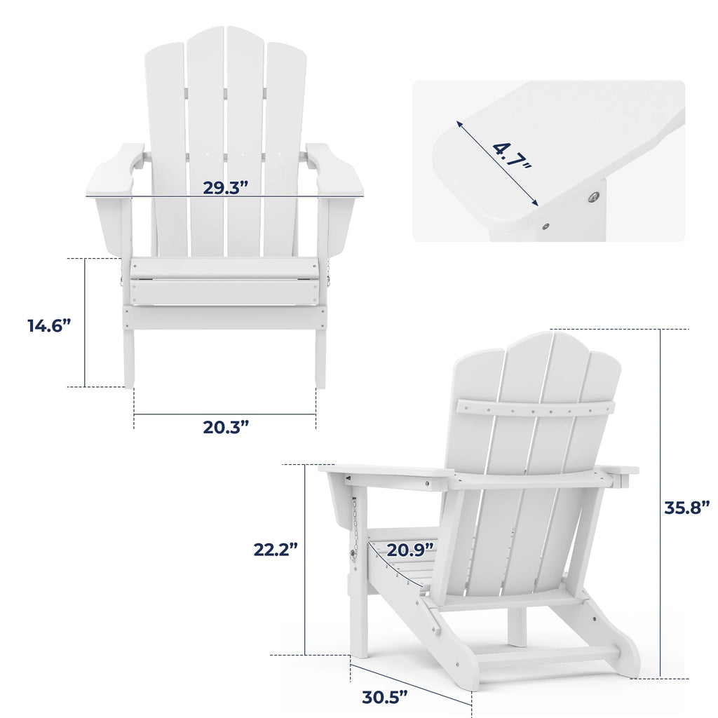 White HDPE Folding Adirondack Chair H44259