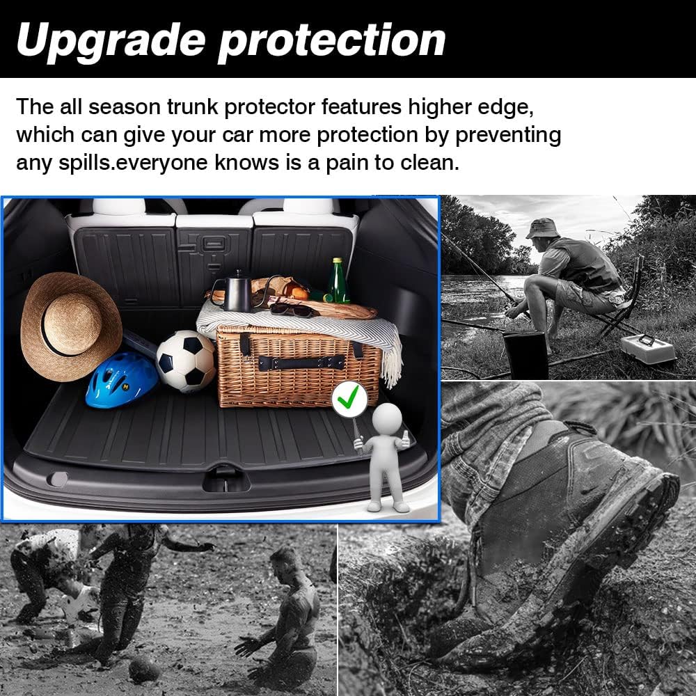 Custom Fit Trunk Mat Cargo Liner Back Seat Protector Black X337