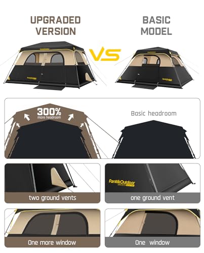 Khaki Instant Cabin Tent with Rainfly & Carry Bag R783