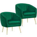 Green Channel Tufted Accent Armchair with Gold Metal Legs U243937