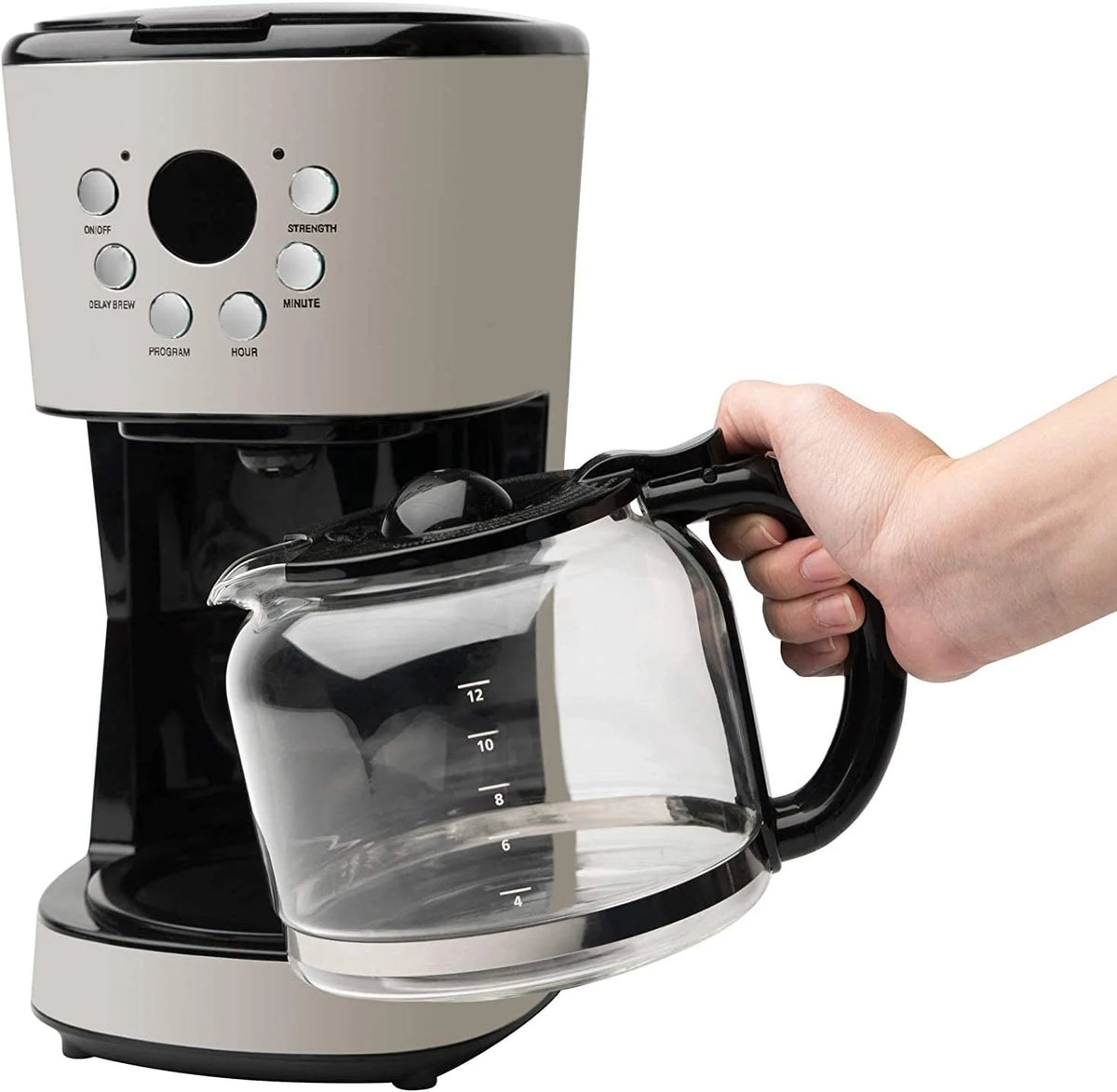 Retro Style Programmable Coffee Maker with Glass Carafe, 12 Cup Capacity V4129