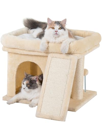 Beige Cat Tree Tower with Perch and Scratching Post F343