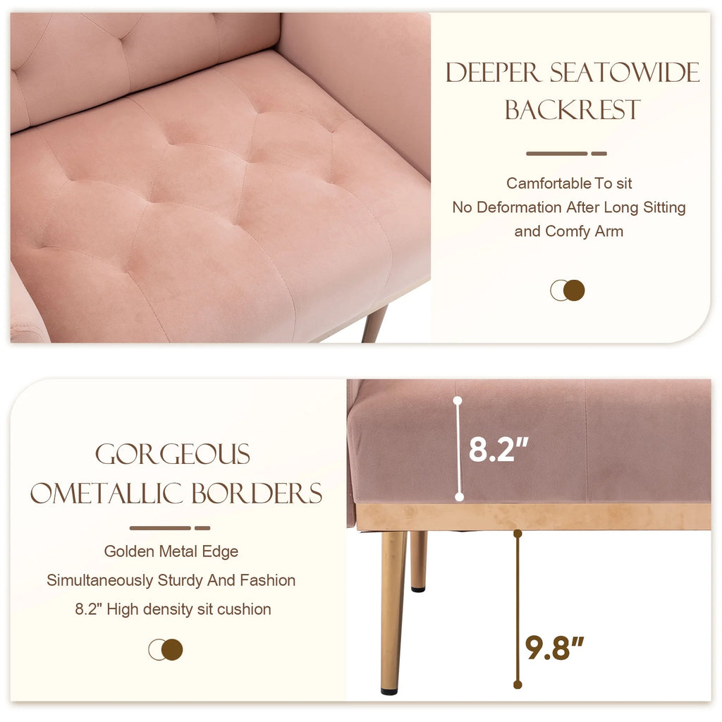 Pink Velvet Accent Chair with Metal Legs Q426