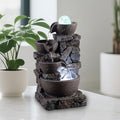 4-Tier Stone Tabletop Fountain with LED Lights D501