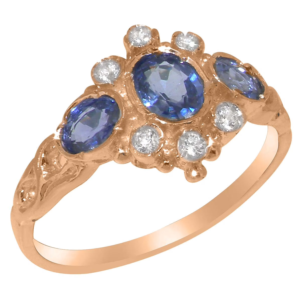 9k Rose Gold Natural Sapphire & Diamond Ring W924896