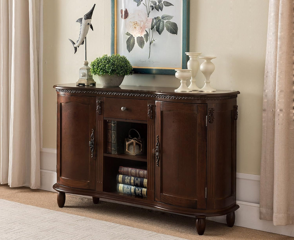 Walnut Wood Buffet Server Console Table Cabinet W579703