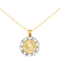 14 Karat Yellow Gold Rhodium Plated Baptism Pendant with 18-inch Cable Rope Chain V115