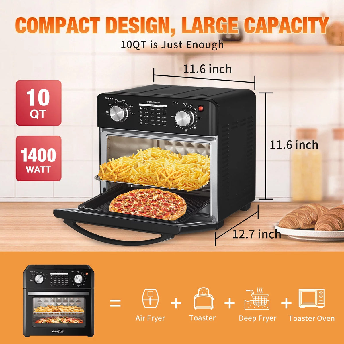 10 Qt Air Fryer Toaster Oven X607