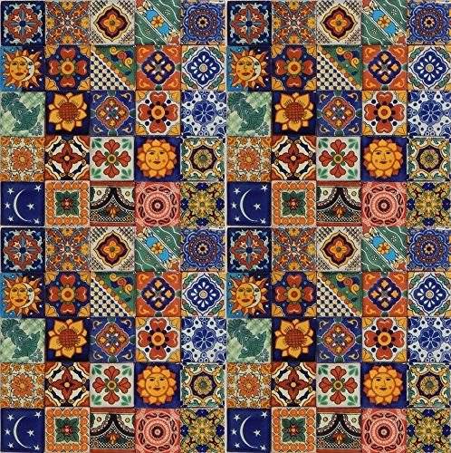 100 Hand Painted Talavera Mexican Tiles 2x2 Z662