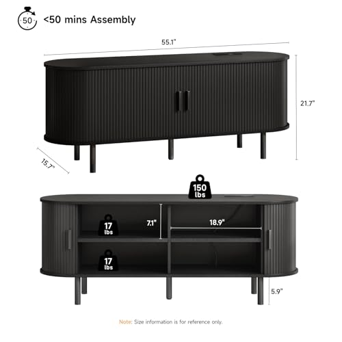 55" TV Stand with Power Outlet and Adjustable Shelves J525767