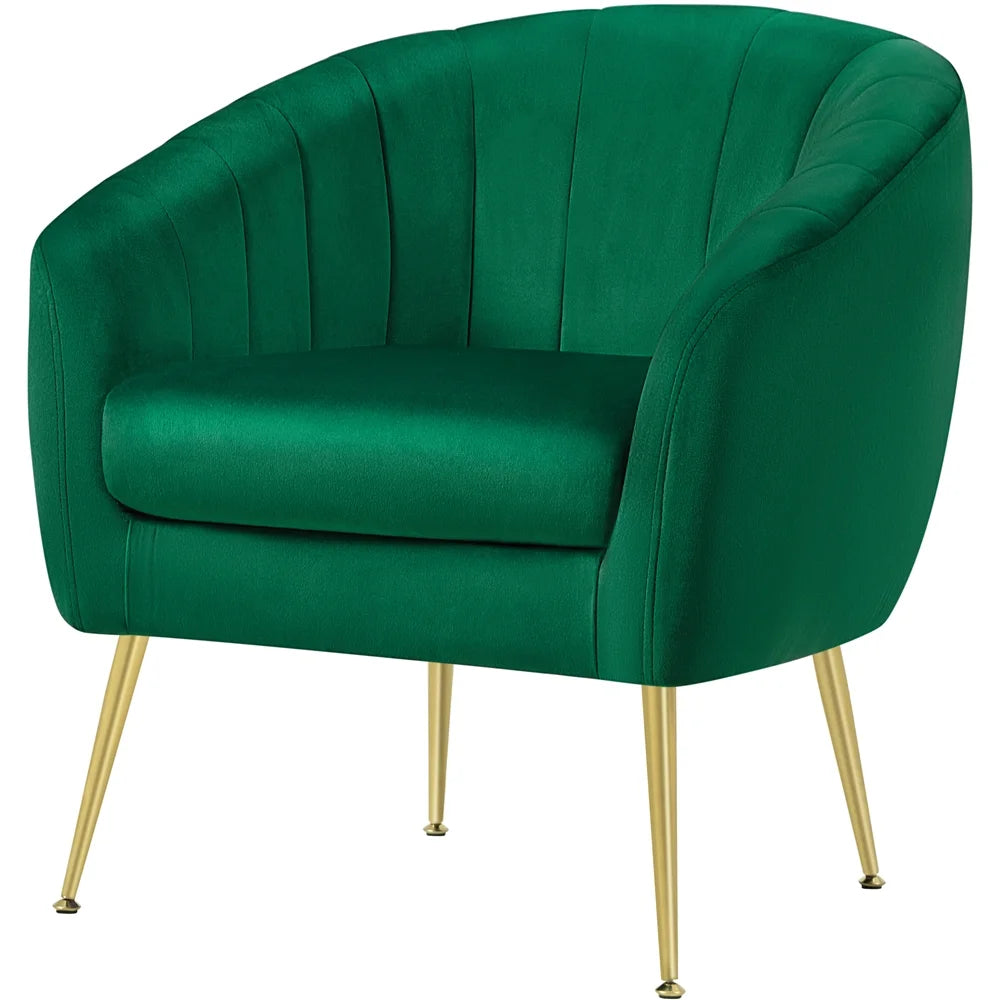 Green Channel Tufted Accent Armchair with Gold Metal Legs U243937