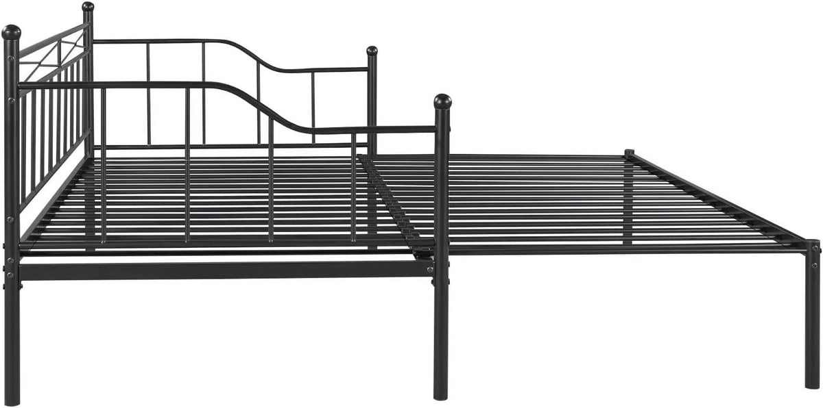 Metal Daybed with Trundle, Twin Size Daybed Frame N8448