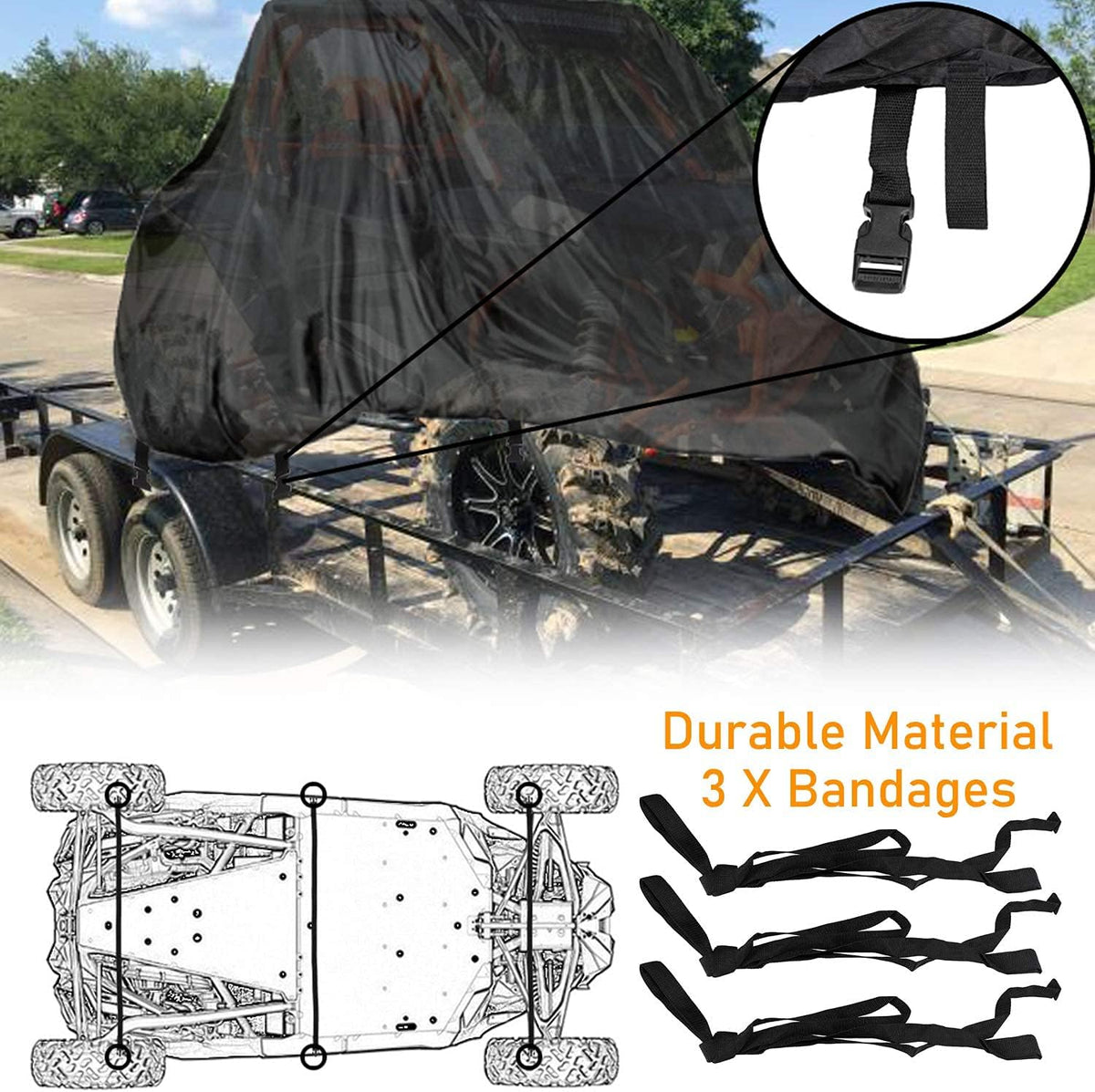 Heavy Duty Waterproof 4-6 Seater 4 Door UTV Cover with Reflective Strip M8705