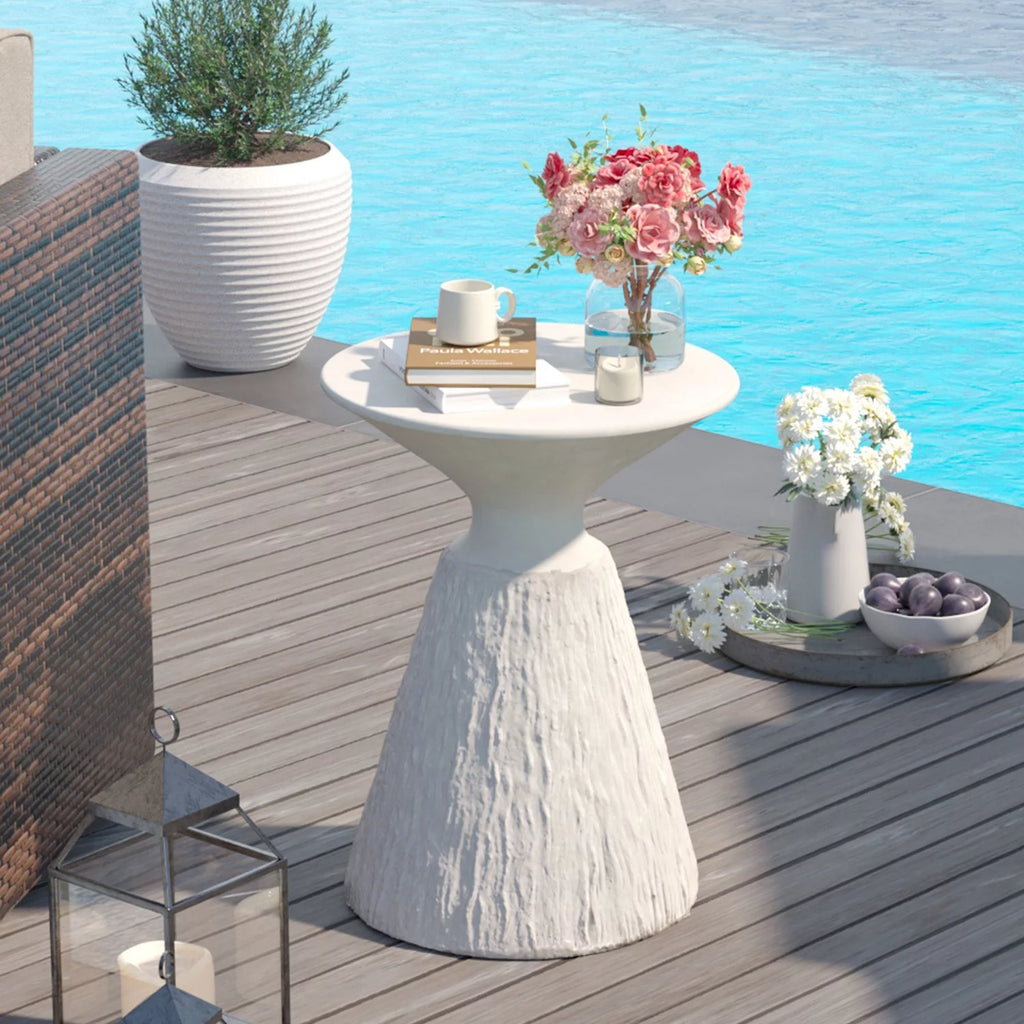 White Round Concrete Side Table Z6415