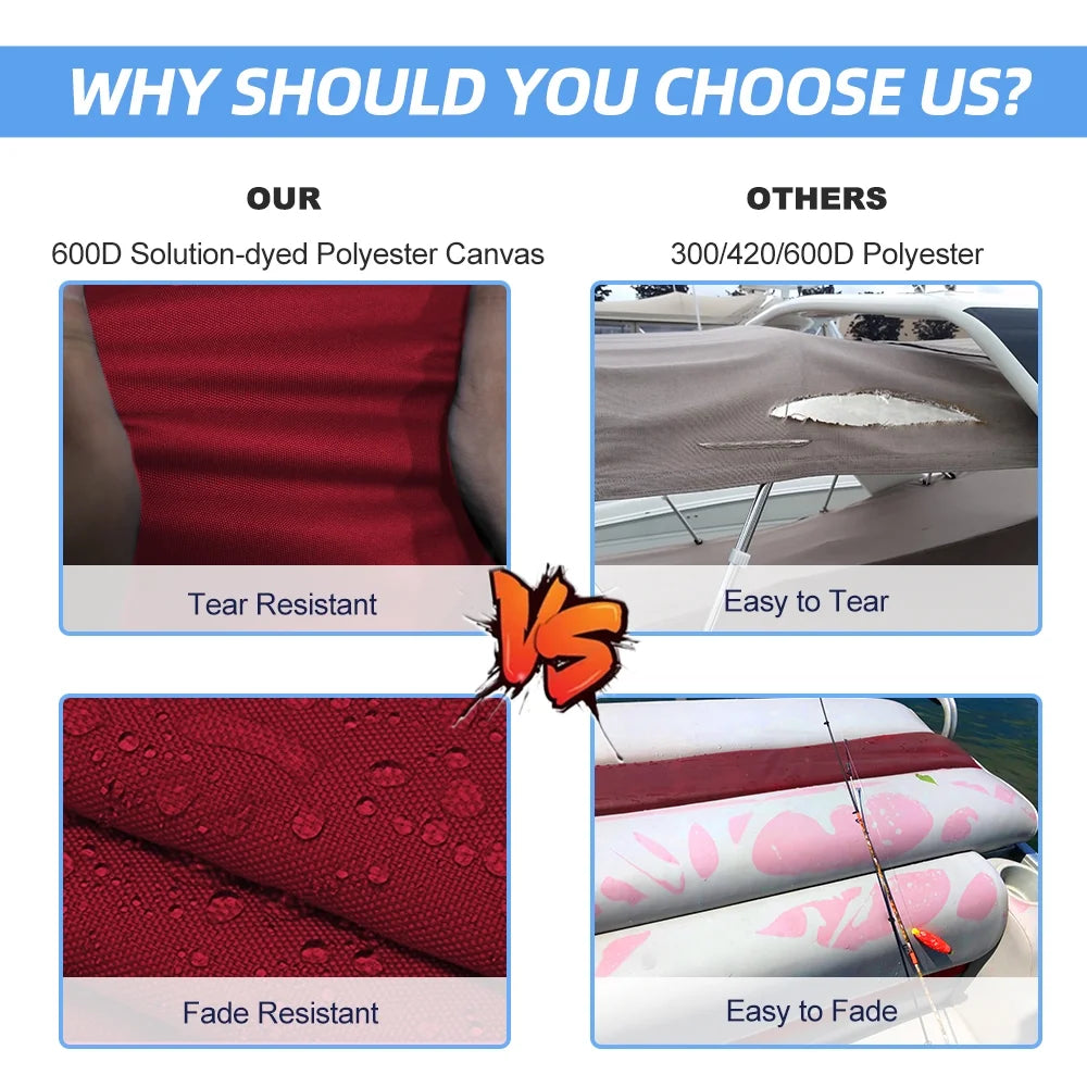 Burgundy Marine Grade Waterproof Bimini Top Replacement Cover D8999