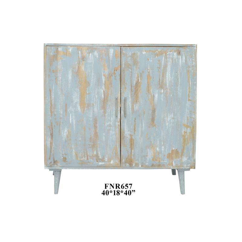 2 Door Mango Wood Cabinet Grey Finish H6846