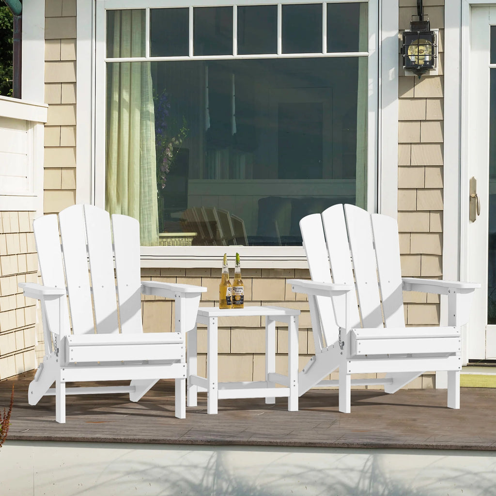 White HDPE Folding Adirondack Chair H44259