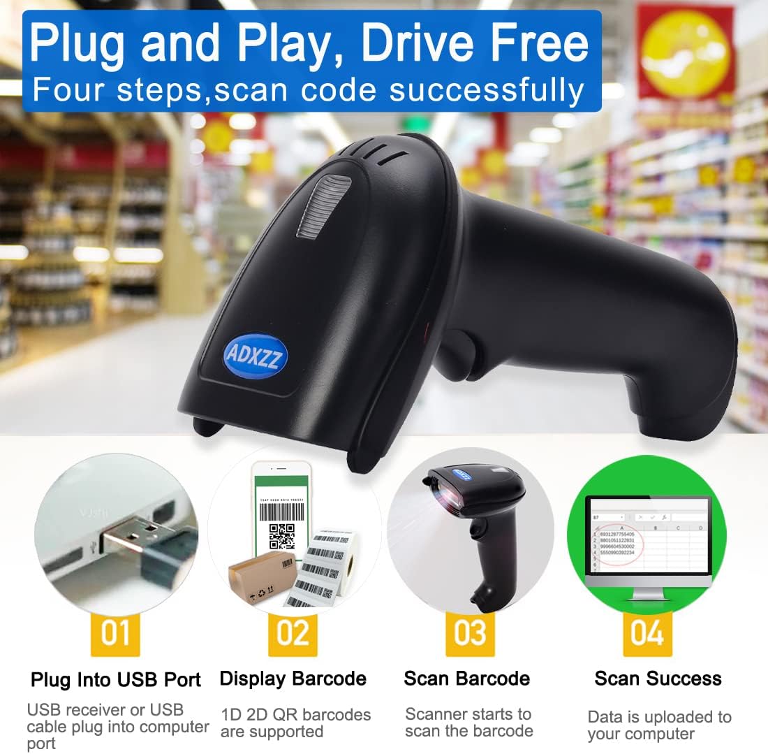 Wireless 2D Barcode Scanner Portable Rechargeable K780