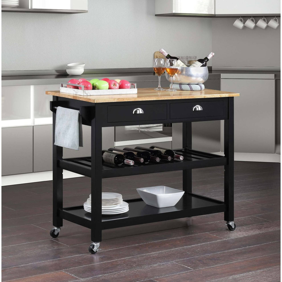 3 Tier Butcher Block Kitchen Cart with Drawers C261