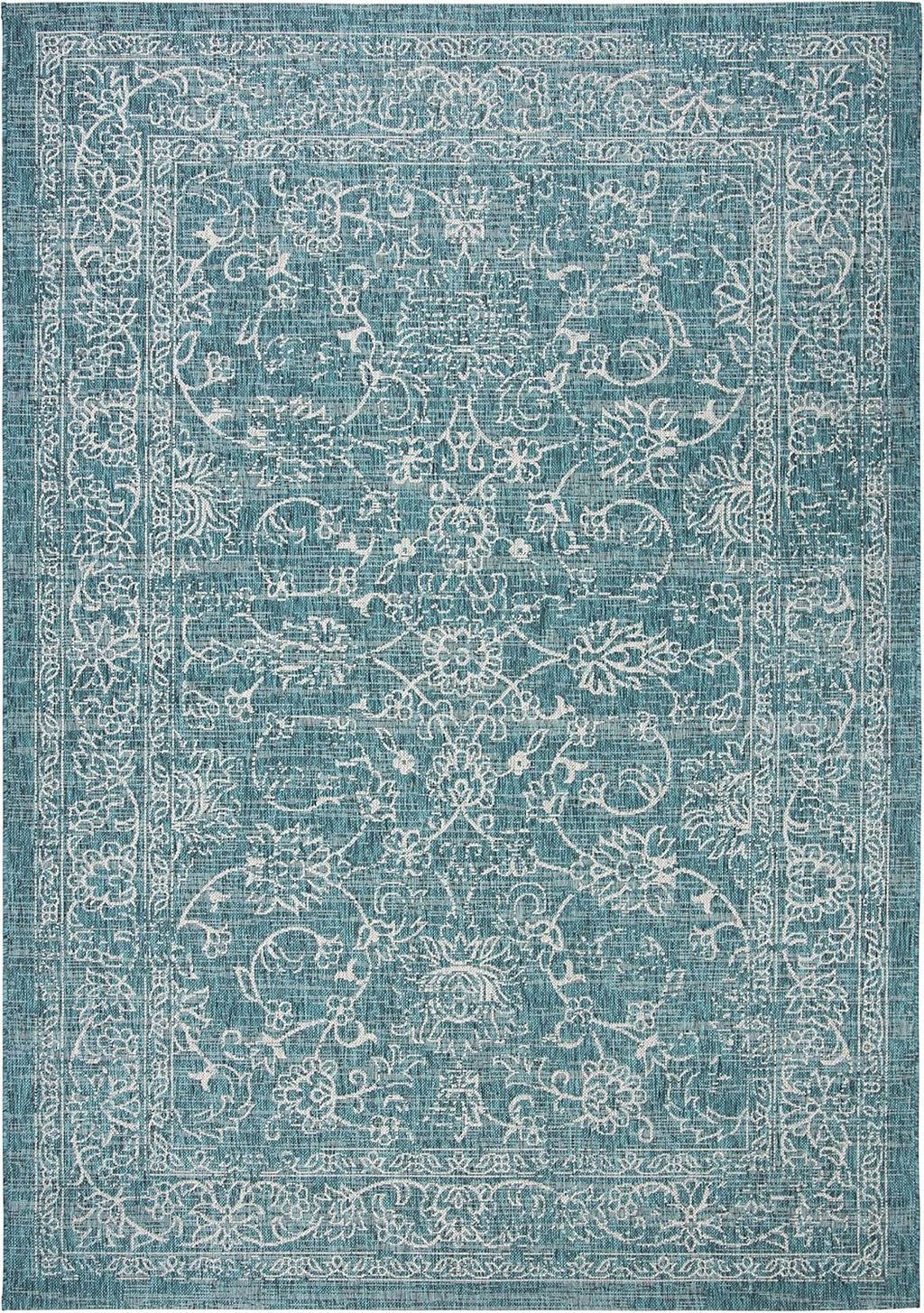 6'7" x 9'6" Turquoise Area Rug Z265