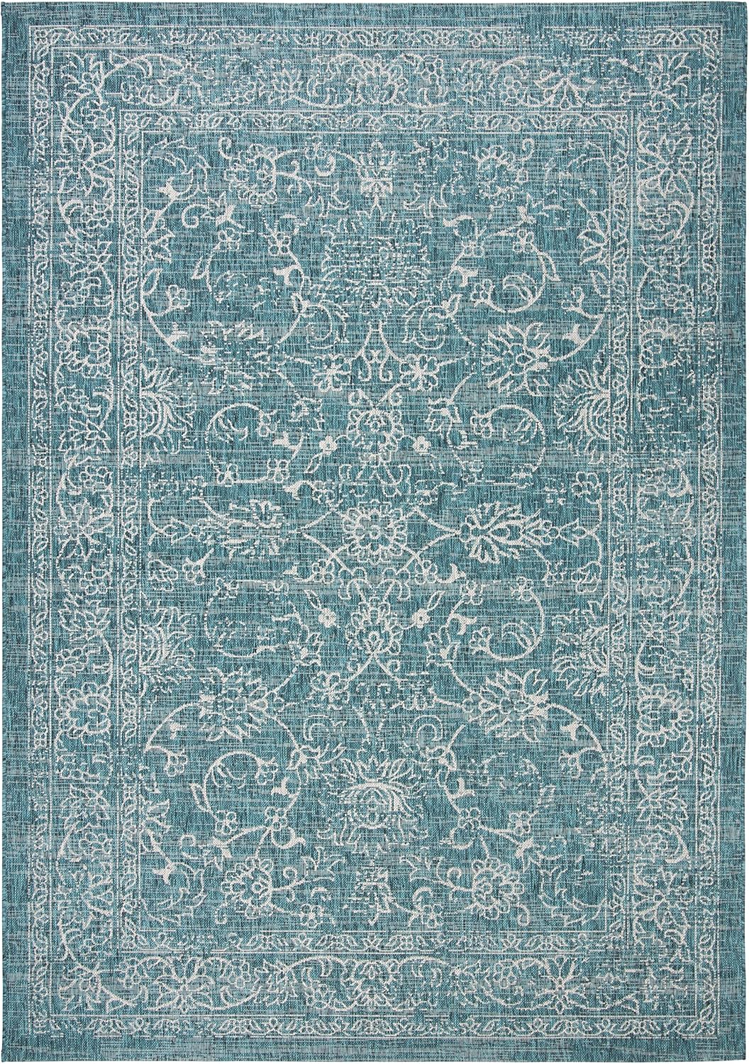 6'7" x 9'6" Turquoise Area Rug Z265