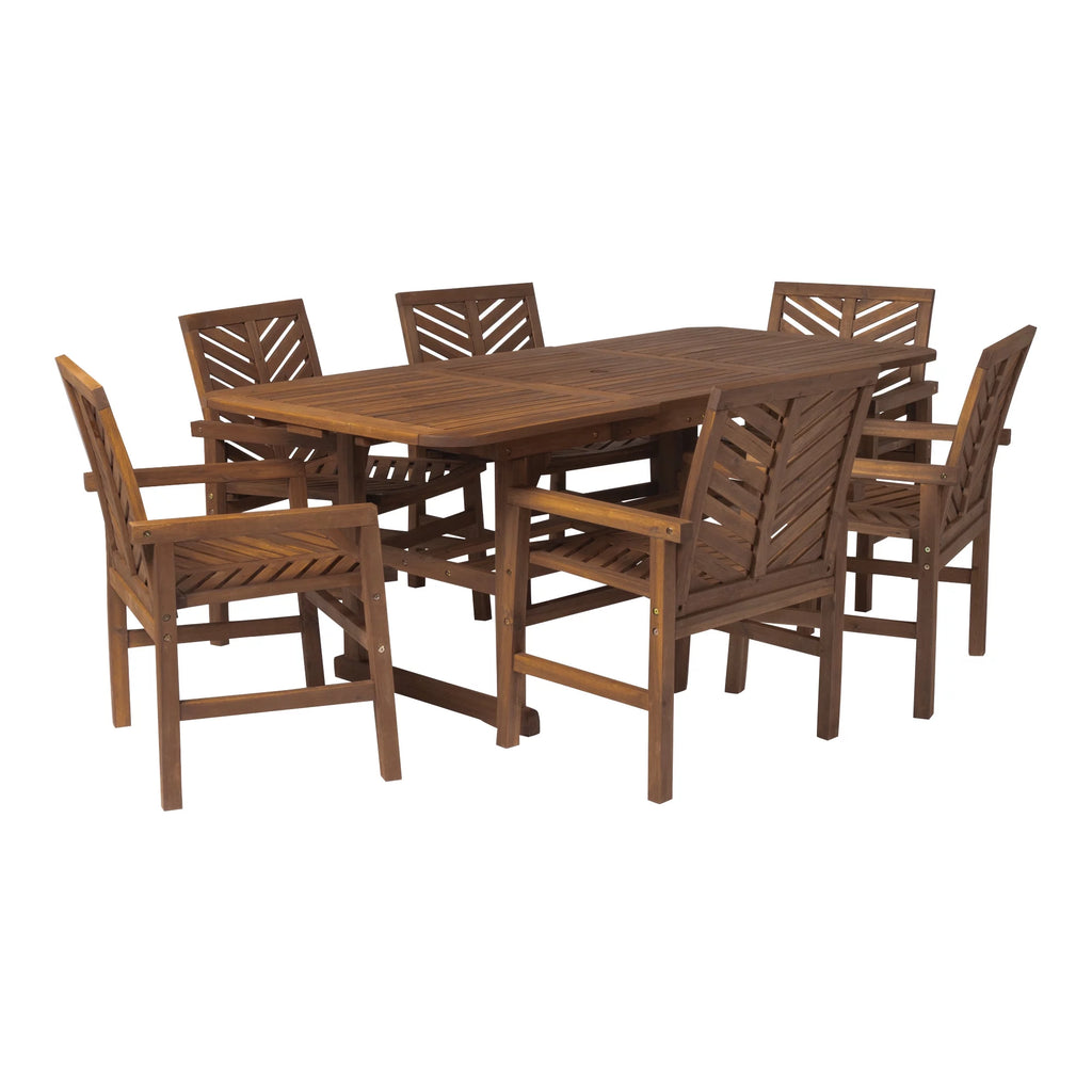 Dark Brown 7-Piece Wood Outdoor Patio Dining Set G5897