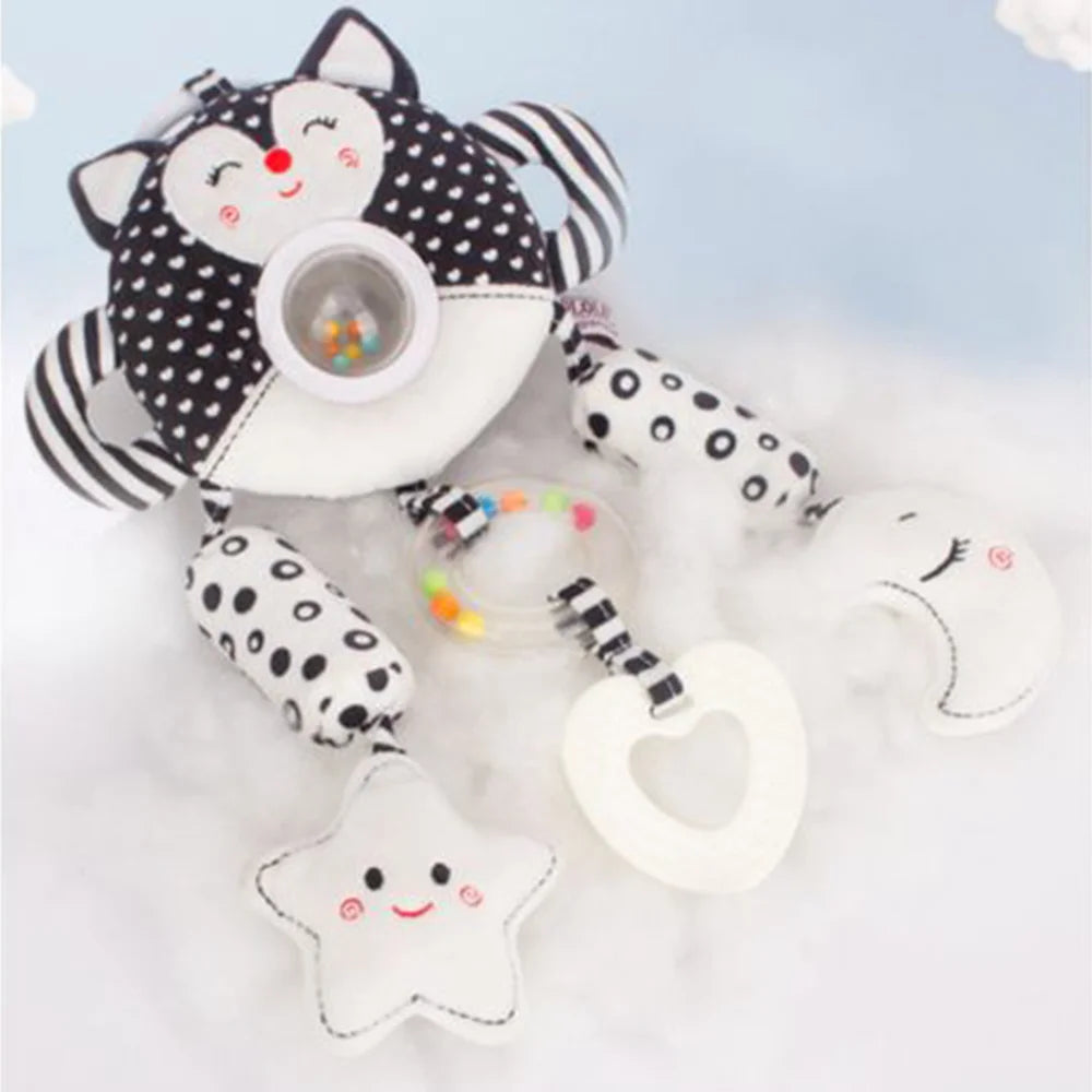 High Contrast Black and White Soft Plush Baby Rattle Toys G8980