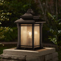 Rustic Farmhouse Outdoor Pier Mount Light Walnut Bronze Frosted Cream Glass V52301