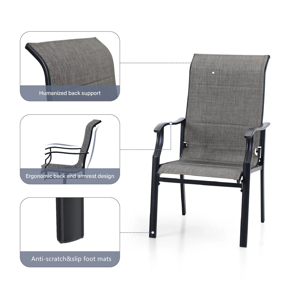 7 Pieces Outdoor Patio Dining Set with 6 Chairs & Steel Frame Table B17854