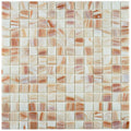 Fused Glass Mosaic Wall Tile, 12 inch x 12 inch, Brown/Tan/White/Copper X498