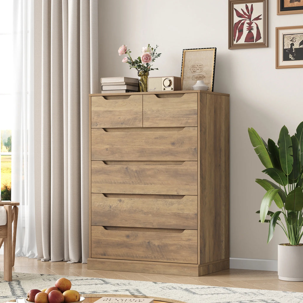 White 6 Drawer Wood Dresser Y62728