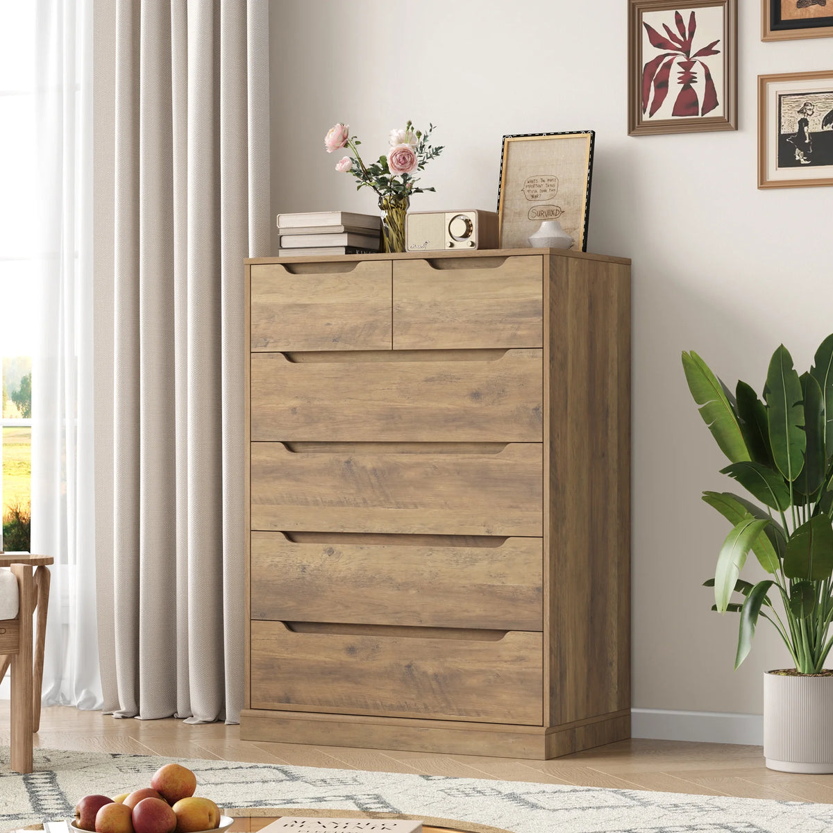 White 6 Drawer Wood Dresser Y62728