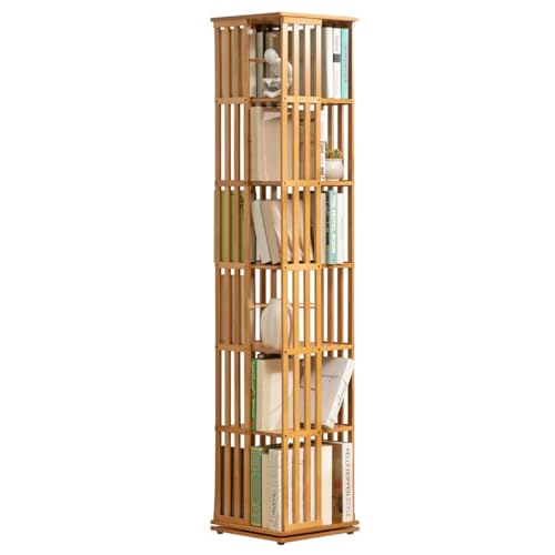 Bamboo 6 Tier Rotating Bookshelf L48107