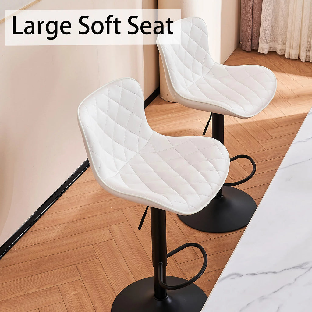 Adjustable White PU Leather Bar Stools Set of 2 H233