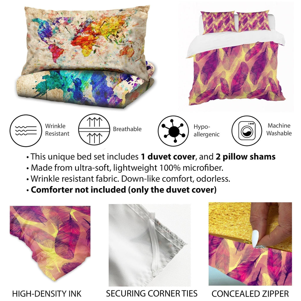 Pink Geometric Bedding Set Twin Duvet Cover with Sham L310