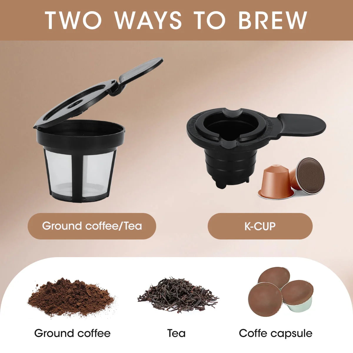 Single Serve Coffee Maker with 30 Oz Detachable Reservoir, Black J374