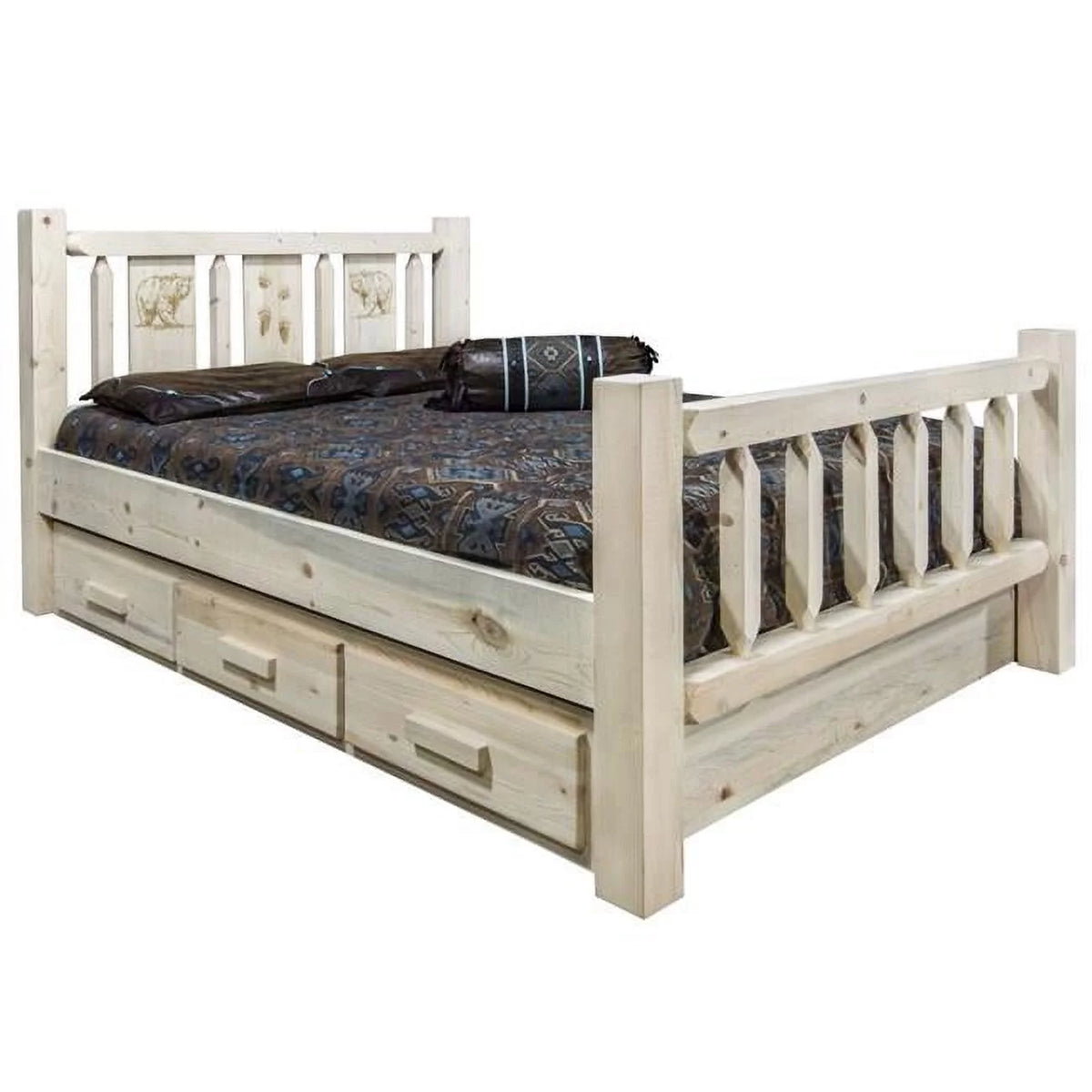 Solid Wood Twin Storage Bed H9527