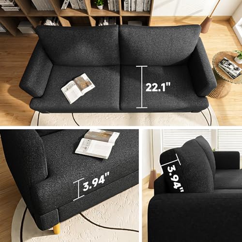 Beige Upholstered 70" 2-Seater Loveseat Sofa with USB Type C Ports R995208