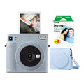 Glacier Blue Instant Camera Bundle with Square Film Twin Pack and Camera Case E403