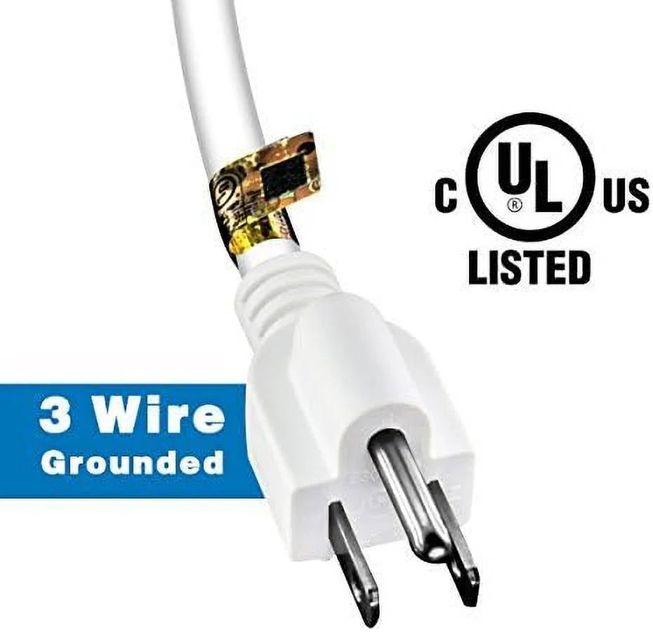 25-Feet 3 Outlet Extension Cord, 16/3 SJTW, 13 Amp 125 V, White H889