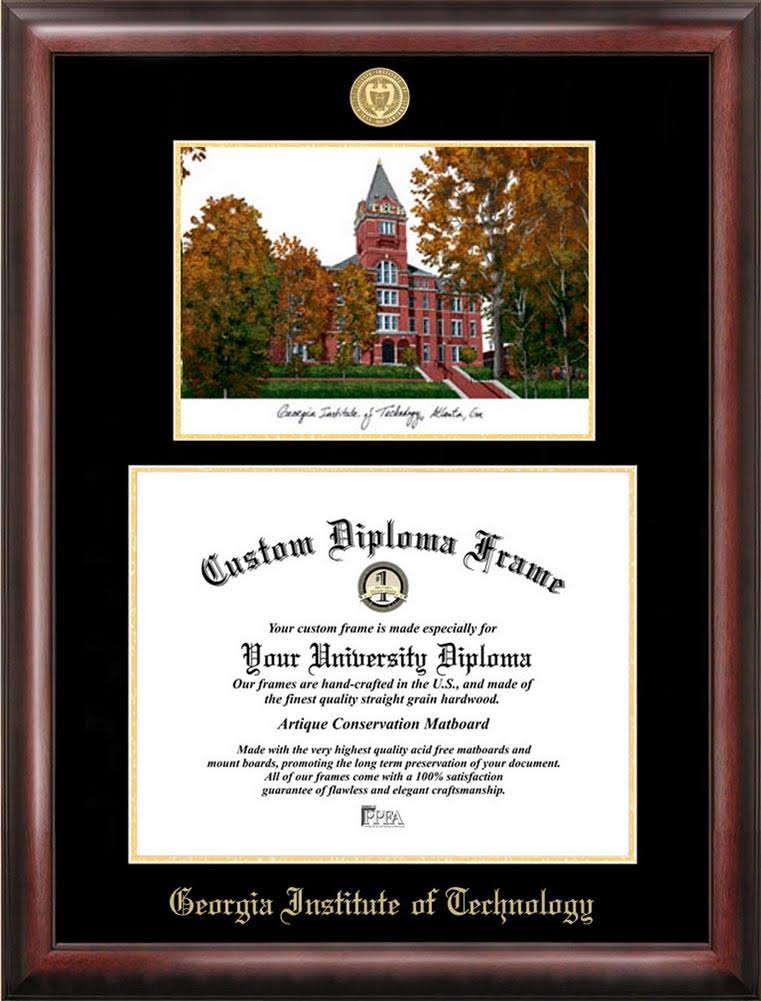 14x22 x 17x22 Gold Embossed Diploma Frame with Campus Images Lithograph S325392