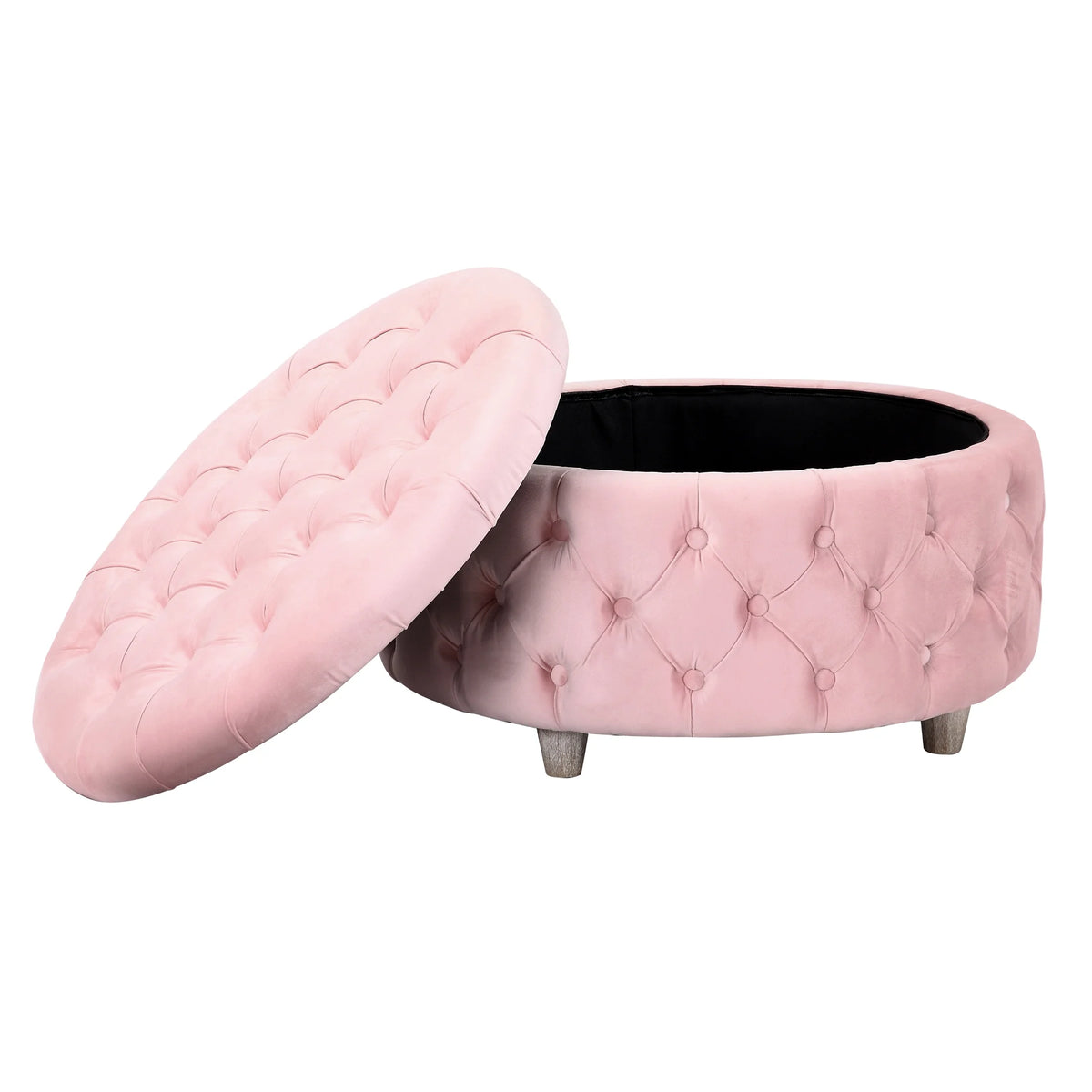 Pink Velvet Tufted Storage Ottoman F8348