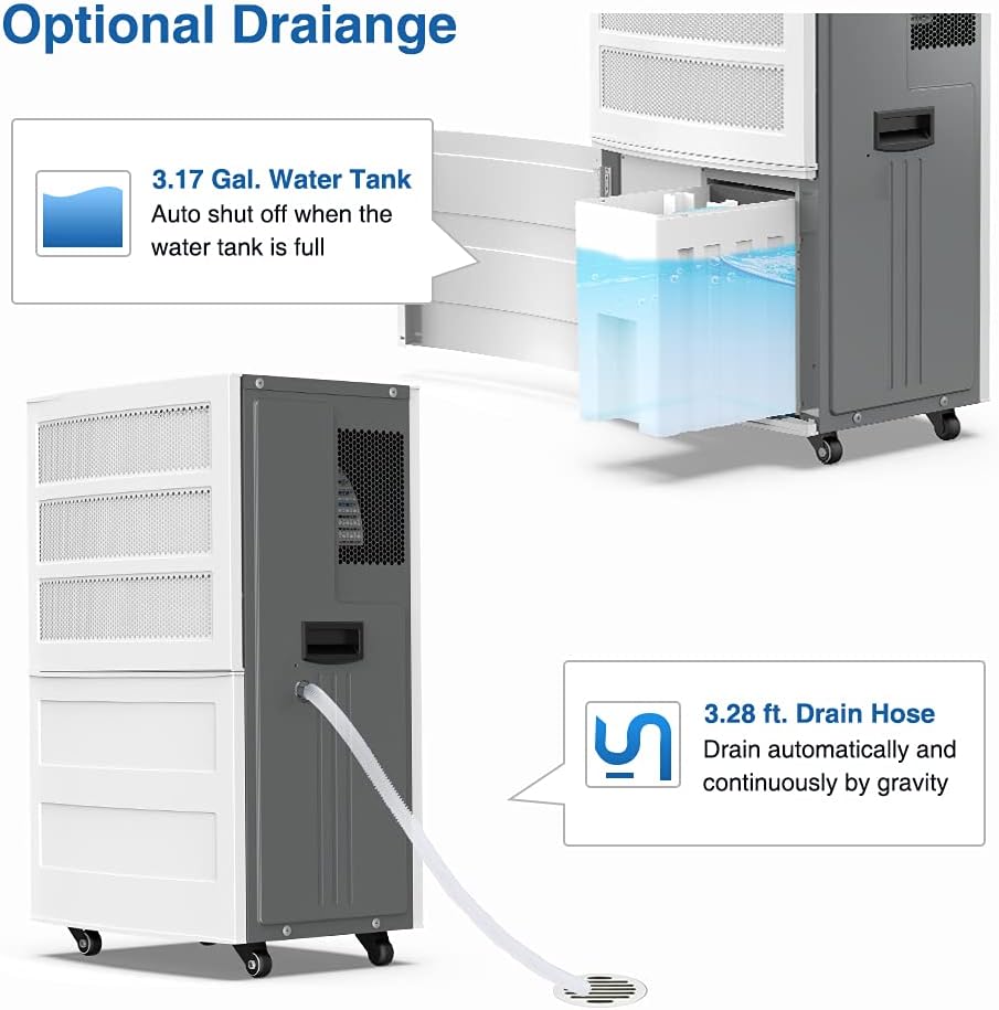 Commercial Dehumidifier 37 Gallons Heavy Duty Industrial with 3.17 Gal. Water Reservoir M1699