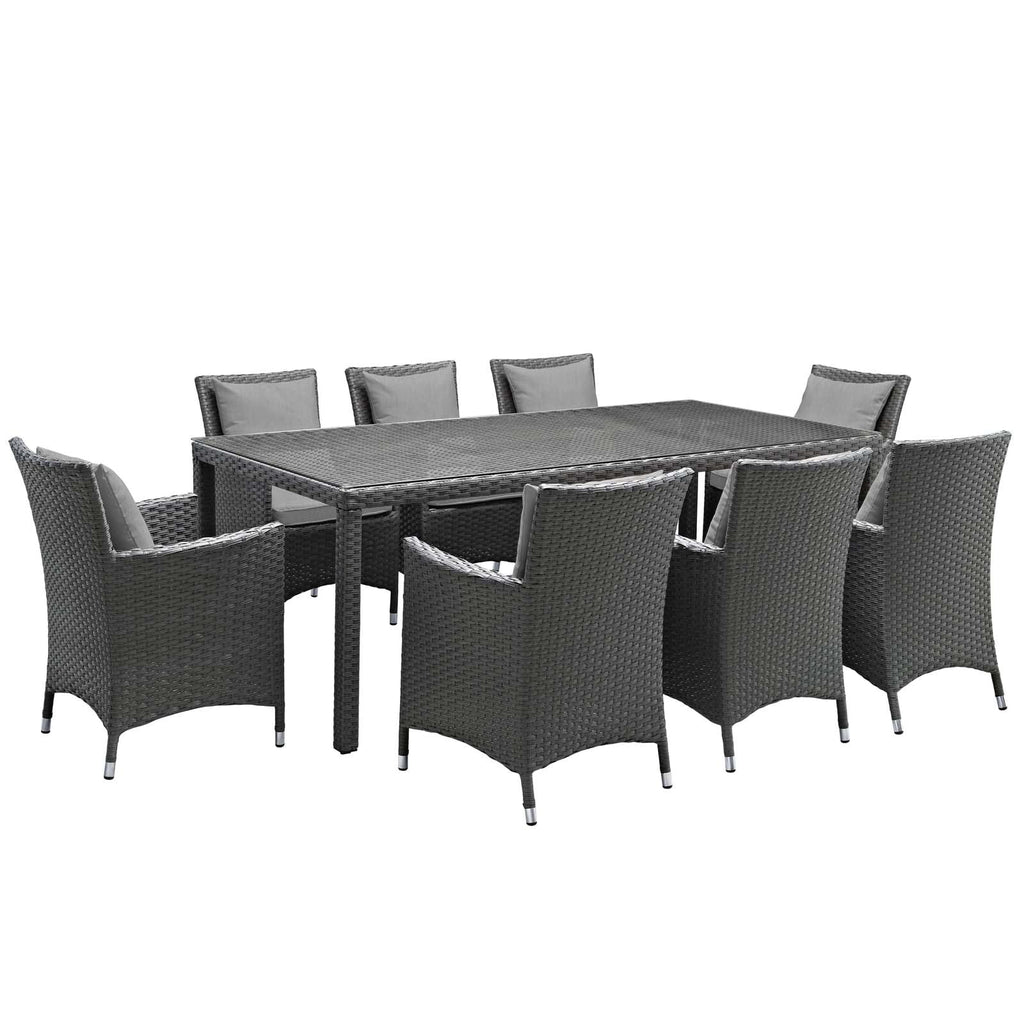 9 Piece Outdoor Patio Dining Set in Canvas Gray R7590
