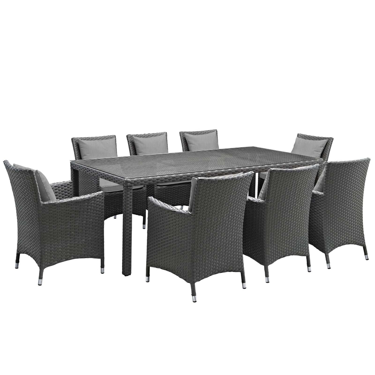 9 Piece Outdoor Patio Dining Set in Canvas Gray R7590