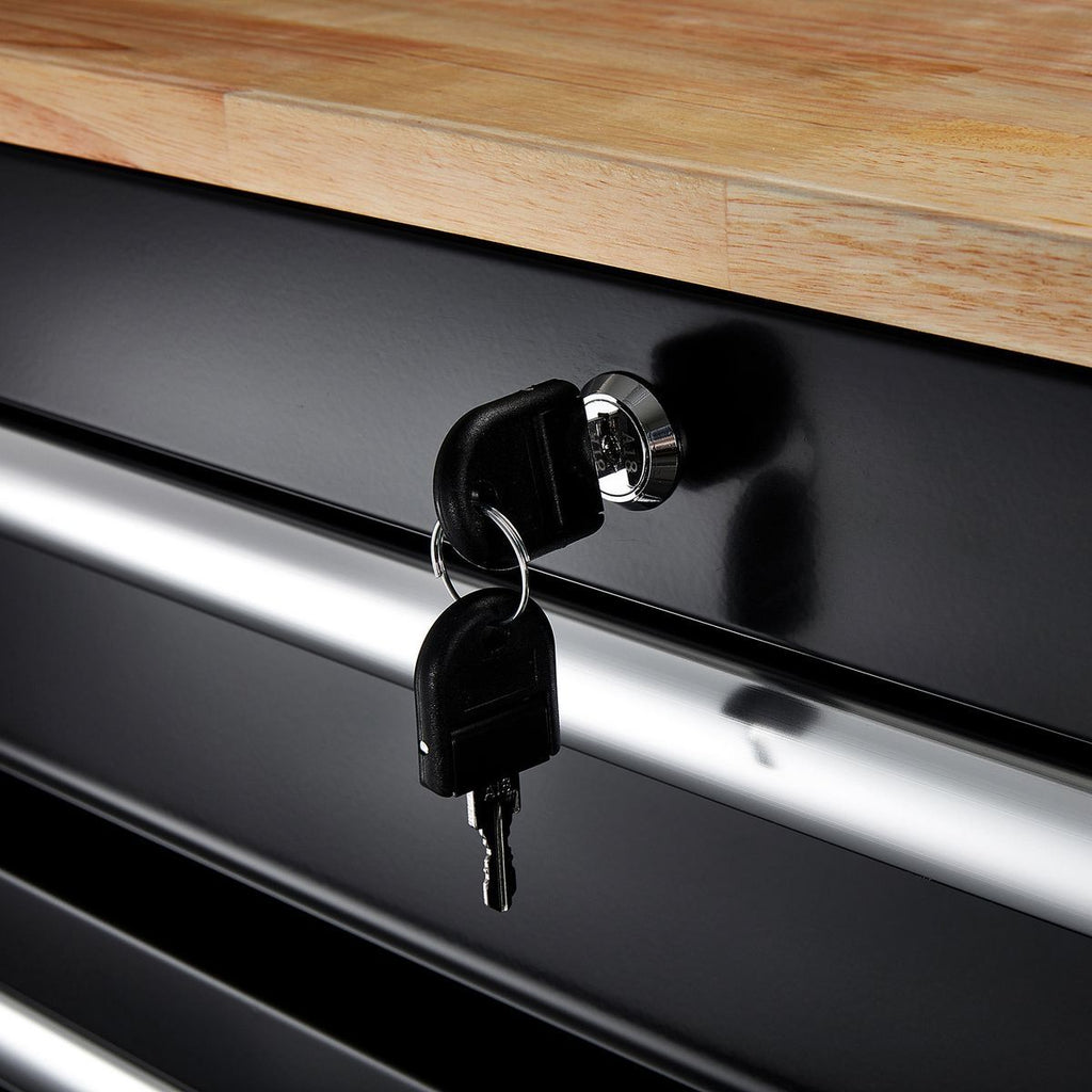 Black 9-Drawer Mobile Storage Cabinet with Solid Wood Top Q415020