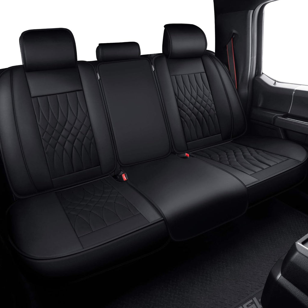 Black Water Proof Faux Leather Rear Seat Covers N260